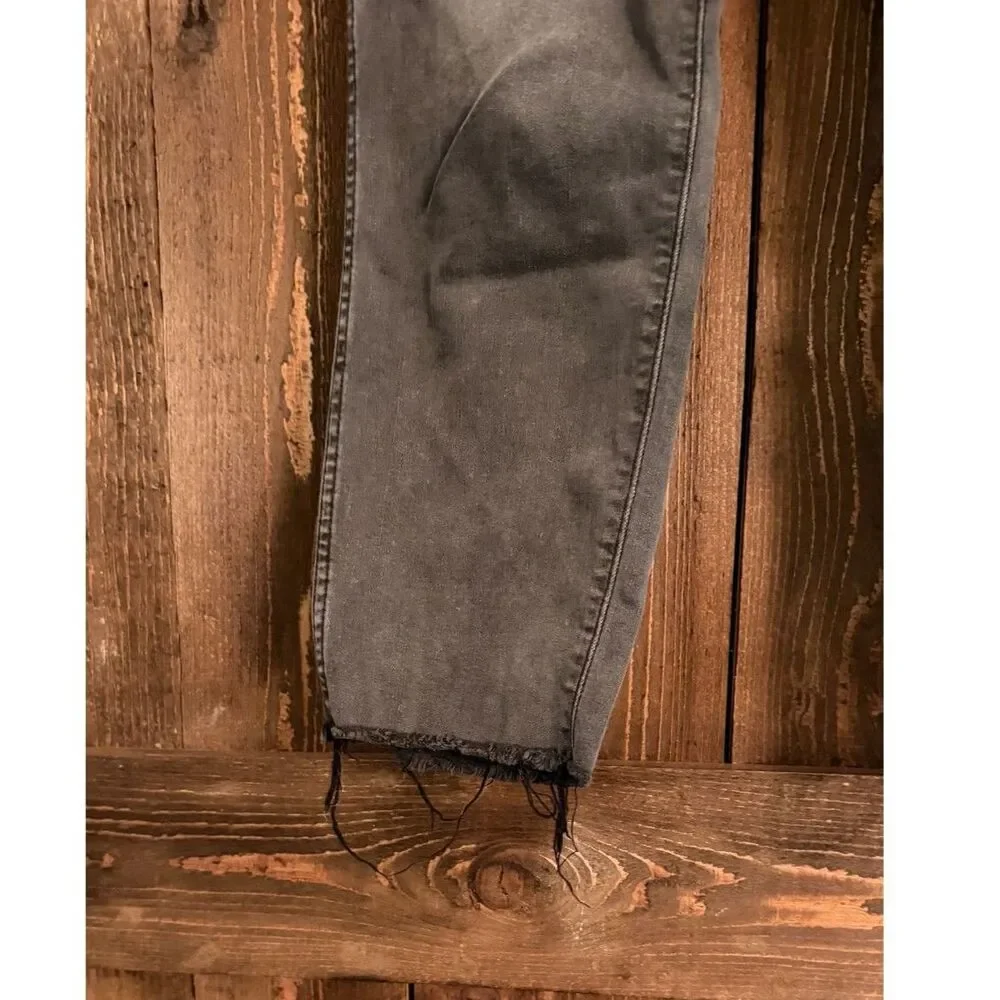 J.Crew Vintage High Rise Straight Jean with Cut Hem in Asphalt Wash Black